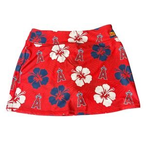 Loudmouth Golf Los Angeles Angels MLB Skort Red Tropical Hibiscus Floral Womens